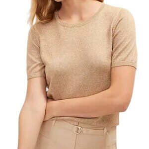 Ann Taylor Women's XXL Classic Sand Edge Metallic Sweater Tee Short Sleeves NWT